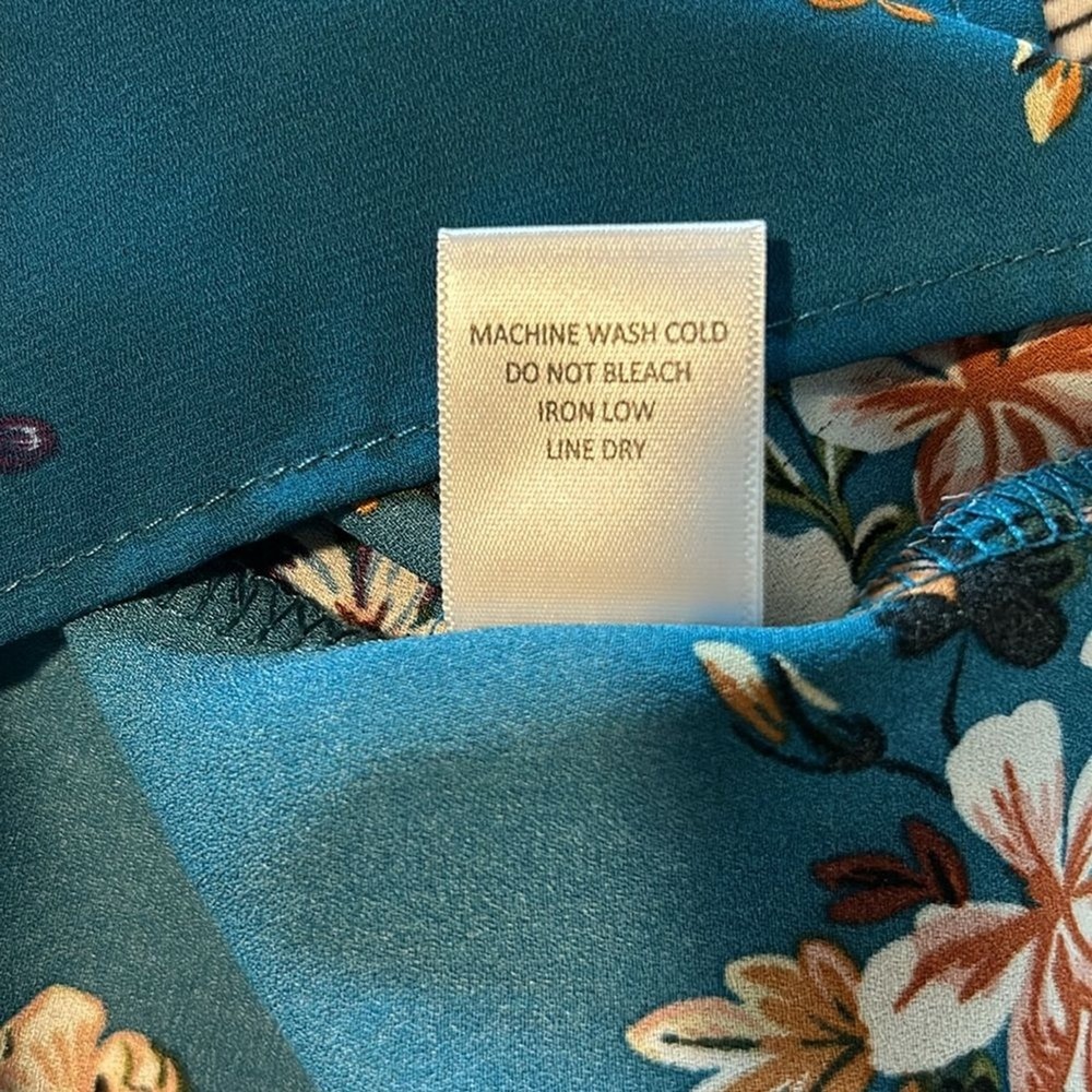 Alice Blue Women Teal Floral Sleeveless Split Neck Blouse Top T96602 Large - Picture 8 of 8